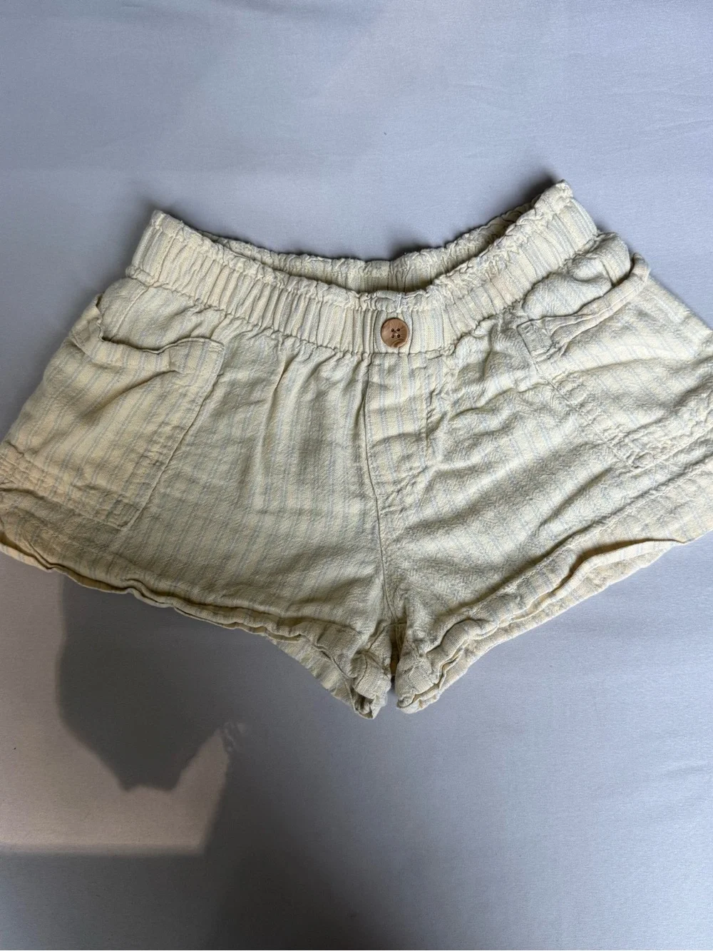 Old Navy Light Cream Striped High Waist Women's Shorts